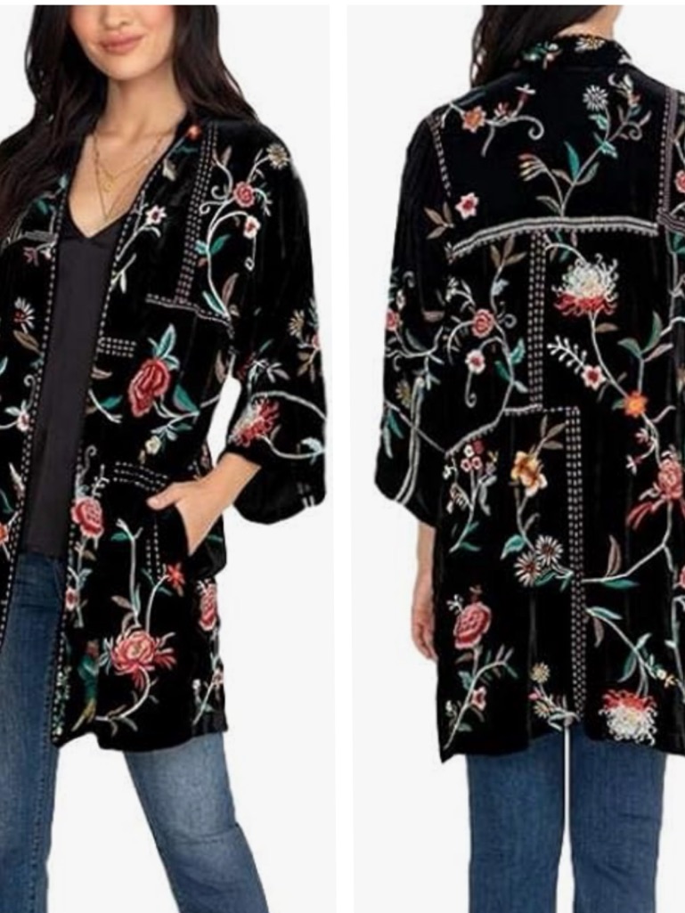 Johnny Was Uriah Heavily Embroidered Velvet Jacket Nwt